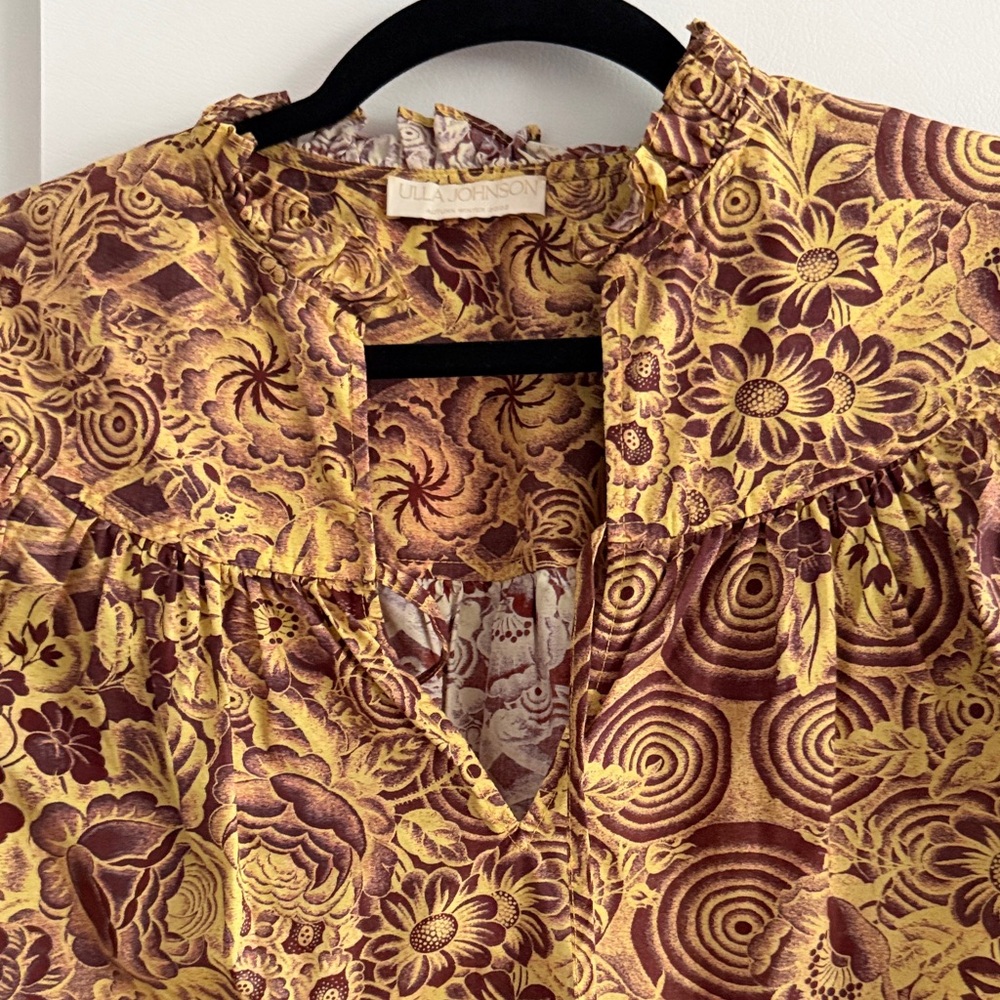 Ulla Johnson Floral Blouse in Brown and Yellow - Picture 4 of 6